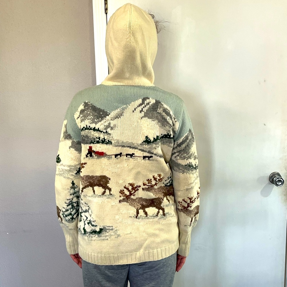 Ralph Lauren Vintage Exclusive Hand knit hooded cardigan sweater winter,sled,dog - Picture 15 of 15